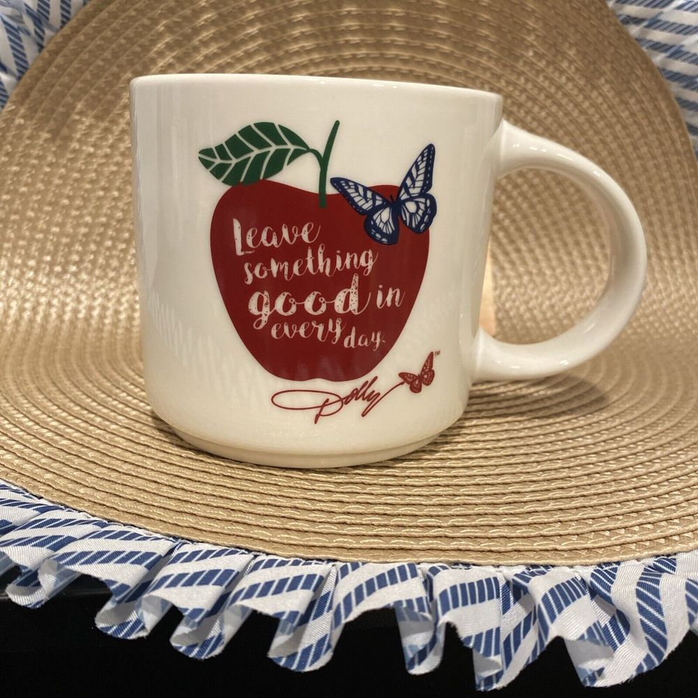 Dolly Parton Leave Something Good In Every Day Apple Butterfly Coffee Mug White
